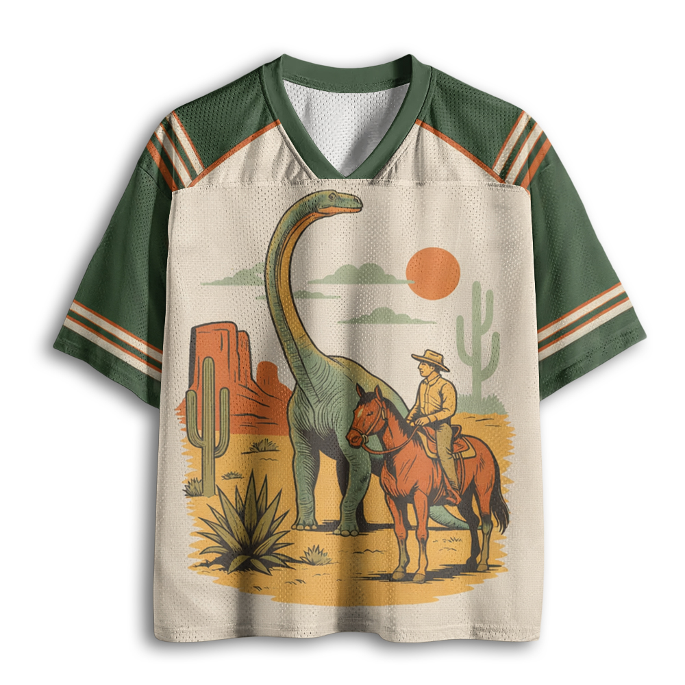Vintage Fashion T Shirts - Vintage Western Cowboy Dinosaur Desert Sunset