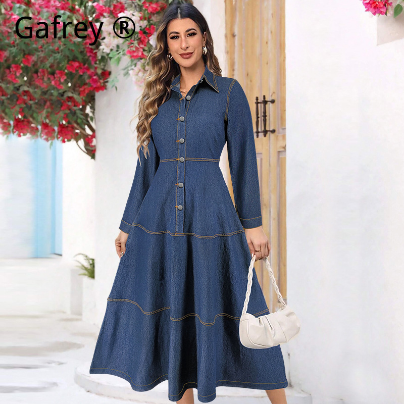 New Fashion Denim Jean Shirt D – обзор и цена Vintage Fashion Women Dresses
