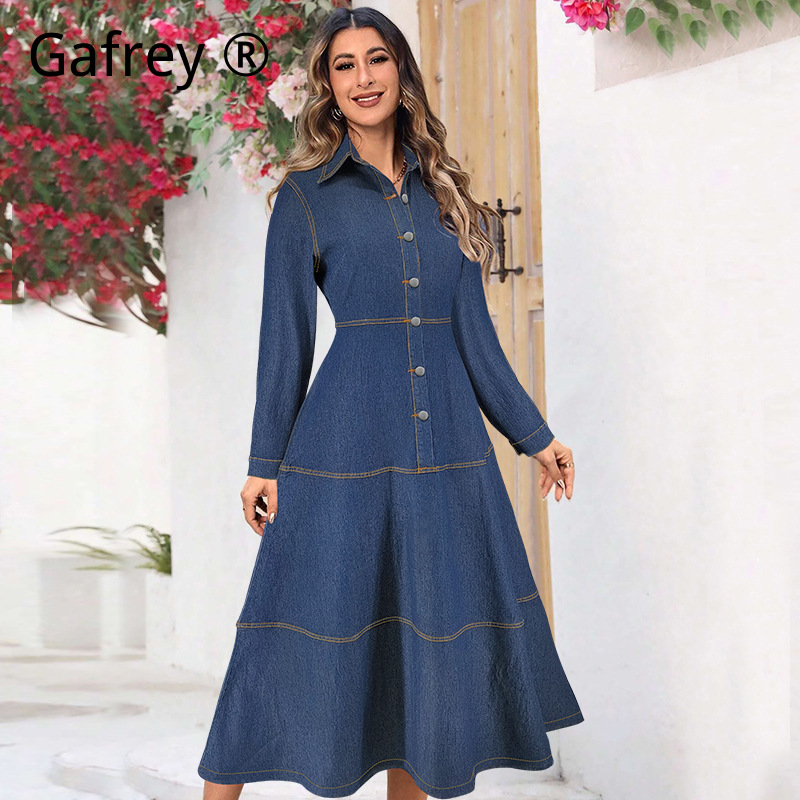 New Fashion Denim Jean Shirt D – обзор и цена Vintage Fashion Women Dresses