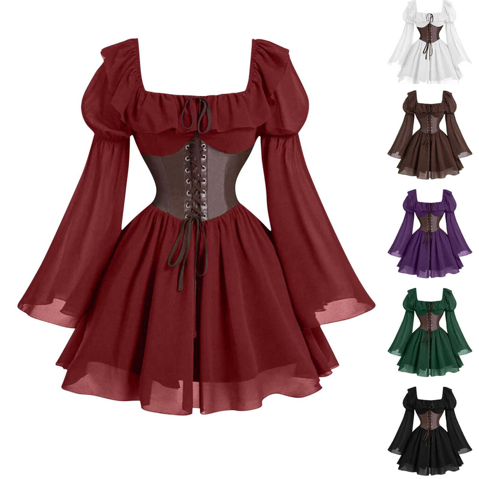 Renaissance Medieval Long Slee – обзор и цена Vintage Fashion Women Dresses