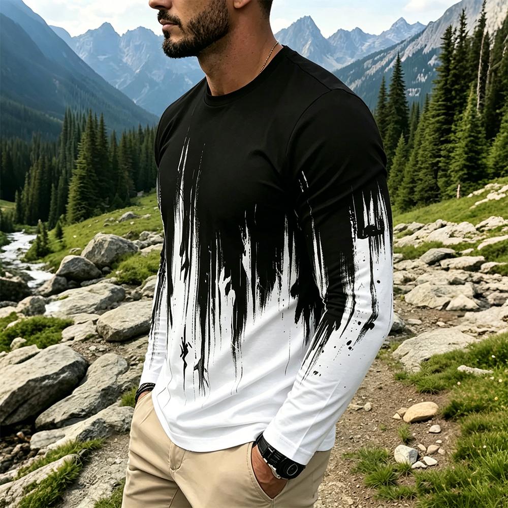Men's Gradient Ink Splash Long – обзор и цена Vintage Fashion T Shirts